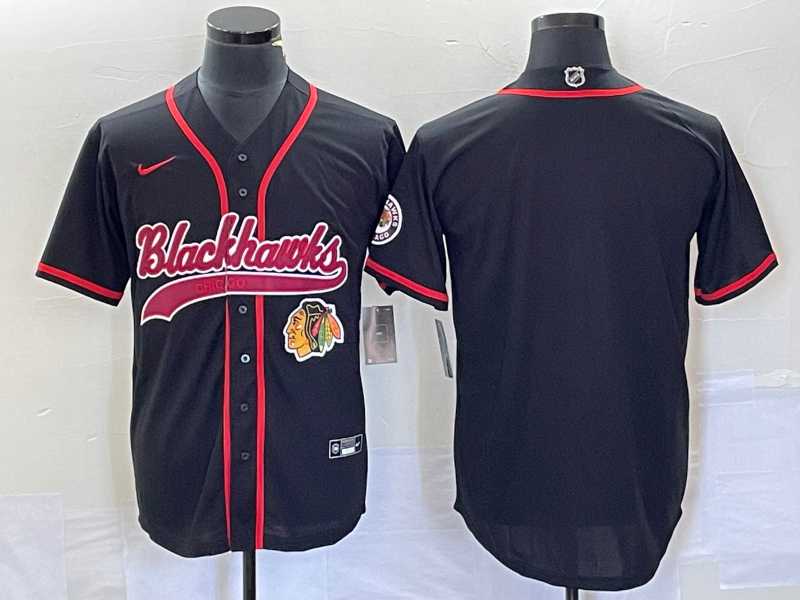 Men%27s Chicago Blackhawks Blank Black Cool Base Stitched Baseball Jersey->carolina hurricanes->NHL Jersey